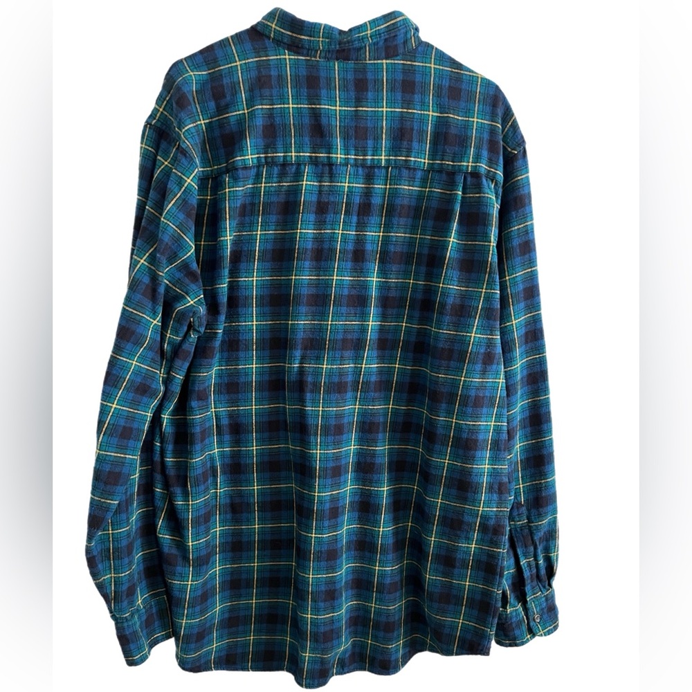The Foundry Supply Co. Blue and Yellow Plaid Flannel Tall Fit Shirt - Picture 4 of 6